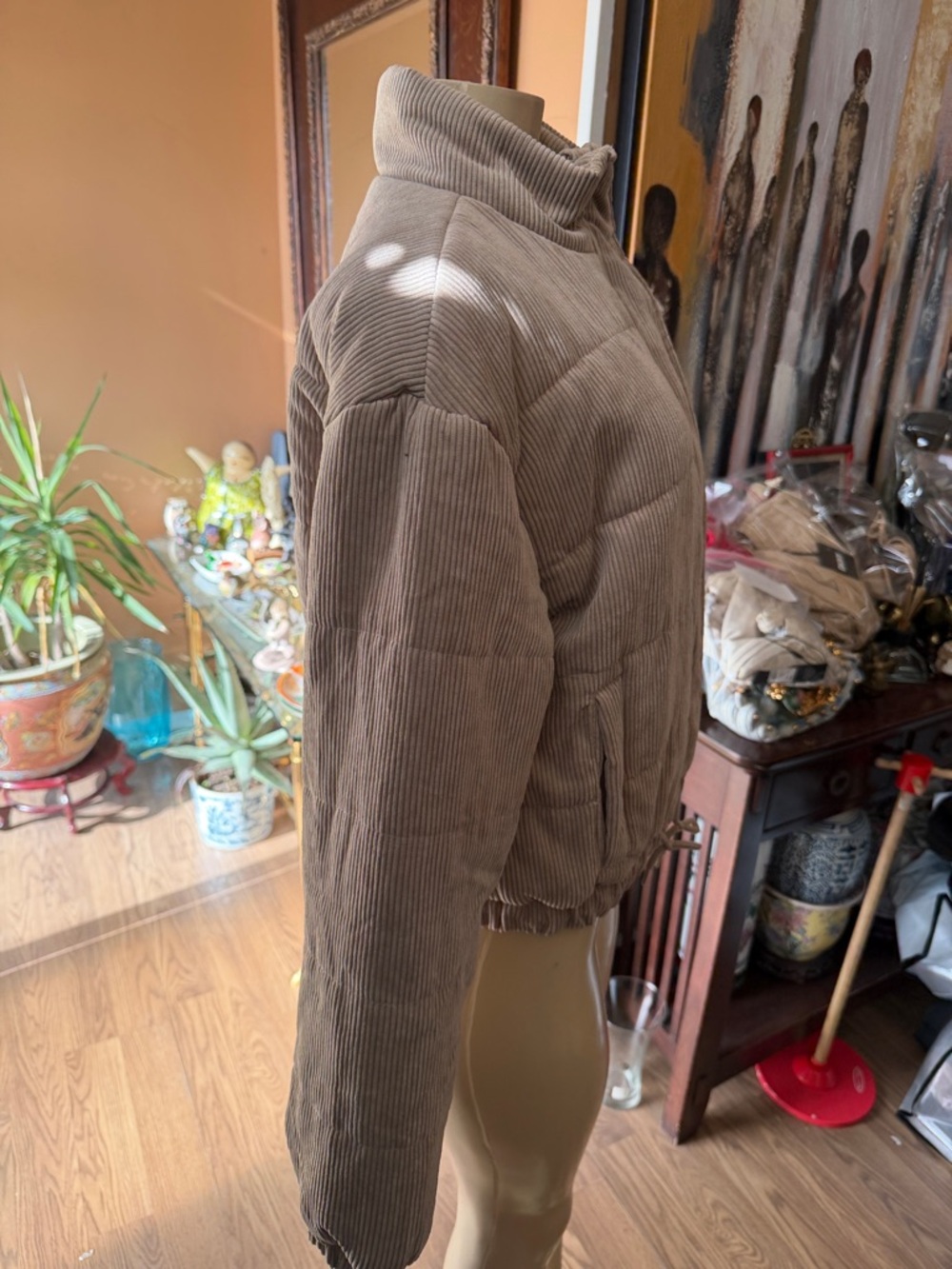 Fashion Nova Taupe Corduroy Puffer Jacket - Picture 2 of 10
